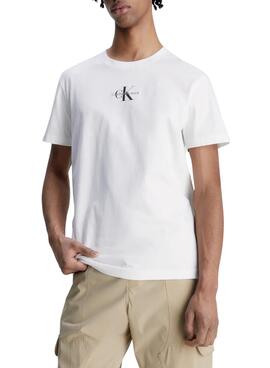 T-Shirt Calvin Klein Monologo Bianco per Uomo