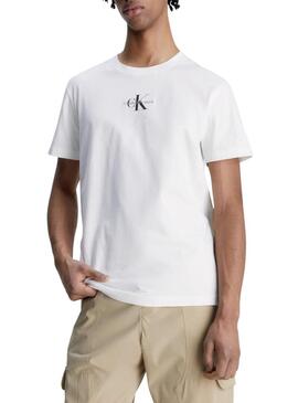 T-Shirt Calvin Klein Monologo Bianco per Uomo