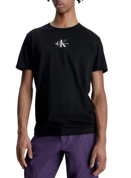 T-Shirt Calvin Klein Monologo Nero per Uomo