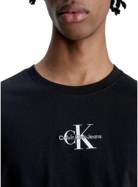 T-Shirt Calvin Klein Monologo Nero per Uomo