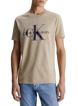 T-Shirt Calvin Klein Seasonal Beige per Uomo