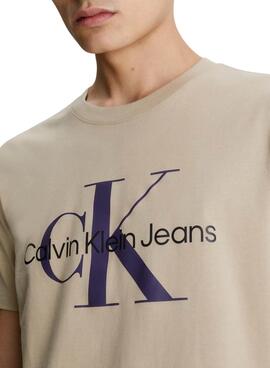 T-Shirt Calvin Klein Seasonal Beige per Uomo