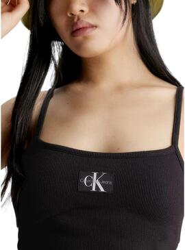 Top Calvin Klein Badge Nero per Donna