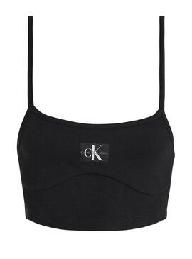 Top Calvin Klein Badge Nero per Donna