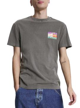 T-Shirt Tommy Jeans Signature Grigio per Uomo