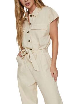 Jumpsuit Vila Tilo Beige per Donna