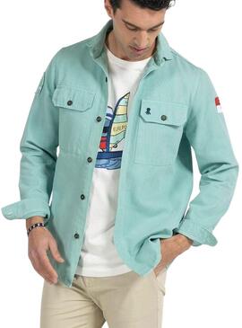 Overshirt El Pulpo Landscape Verde per Uomo