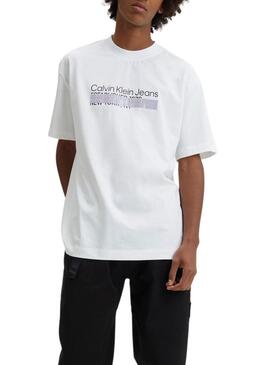 T-Shirt Calvin Klein Address Bianco per Uomo