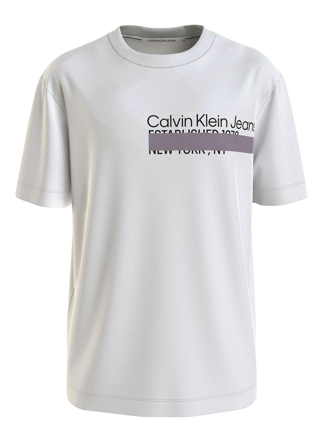 T-Shirt Calvin Klein Address Bianco per Uomo