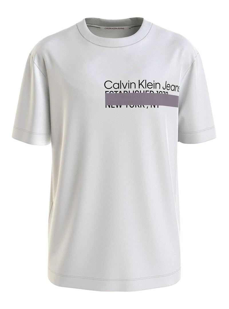 T-Shirt Calvin Klein Address Bianco per Uomo