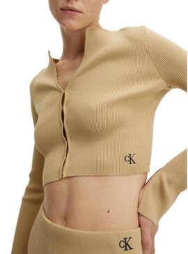 Cardigan Calvin Klein Hook Camel per Donna