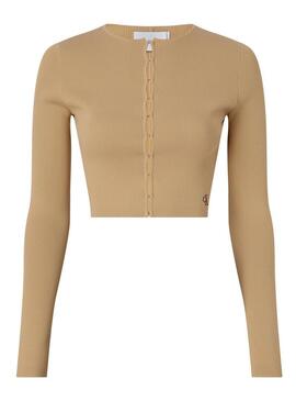 Cardigan Calvin Klein Hook Camel per Donna