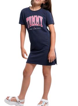 Vestito Tommy Hilfiger Varsity Blu Navy per Bambina