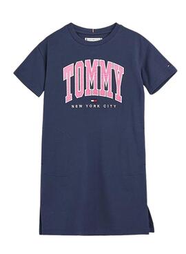 Vestito Tommy Hilfiger Varsity Blu Navy per Bambina