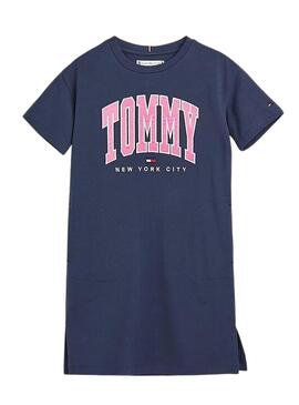 Vestito Tommy Hilfiger Varsity Blu Navy per Bambina