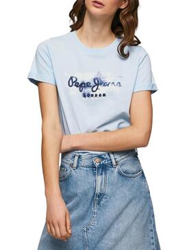 T-Shirt Pepe Jeans Goldie Blu per Donna