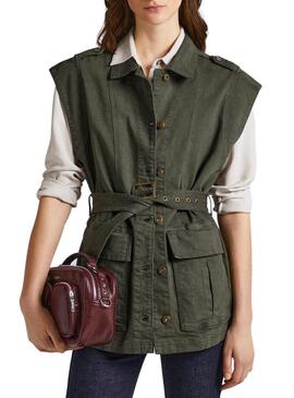 Gilet Pepe Jeans Jolina Verde per Donna