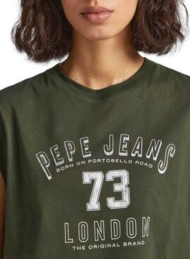 T-Shirt Pepe Jeans Amber Verde per Donna