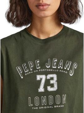 T-Shirt Pepe Jeans Amber Verde per Donna