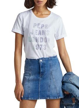 T-Shirt Pepe Jeans Agnes Bianco per Donna