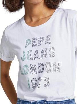 T-Shirt Pepe Jeans Agnes Bianco per Donna