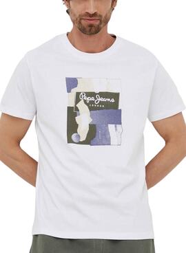 T-Shirt Pepe Jeans Oldwide Bianco per Uomo