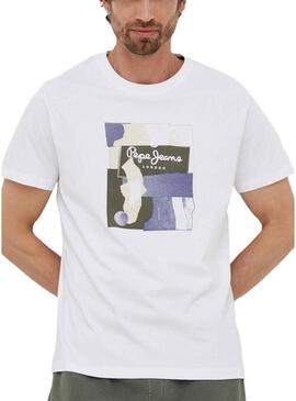 T-Shirt Pepe Jeans Oldwide Bianco per Uomo