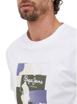 T-Shirt Pepe Jeans Oldwide Bianco per Uomo