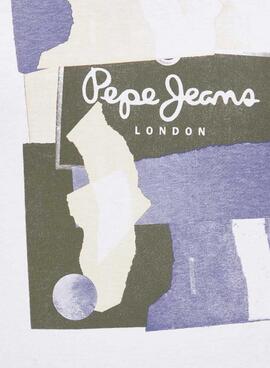 T-Shirt Pepe Jeans Oldwide Bianco per Uomo