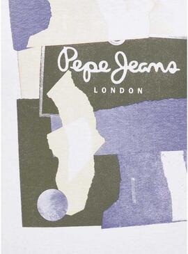 T-Shirt Pepe Jeans Oldwide Bianco per Uomo