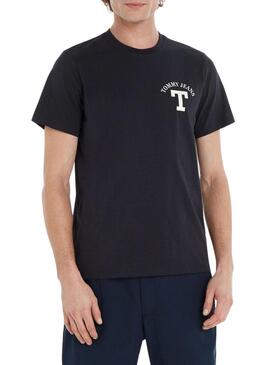 T-Shirt Tommy Jeans Lettera Blu Navy per Uomo