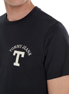 T-Shirt Tommy Jeans Lettera Blu Navy per Uomo