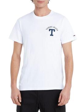 T-Shirt Tommy Jeans Lettera Bianco per Uomo