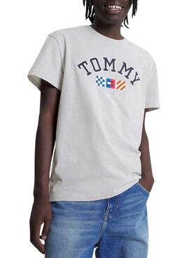 T-Shirt Tommy Jeans Vela Grigio per Uomo