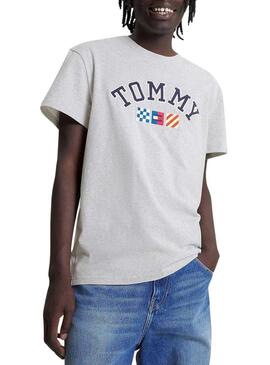 T-Shirt Tommy Jeans Vela Grigio per Uomo