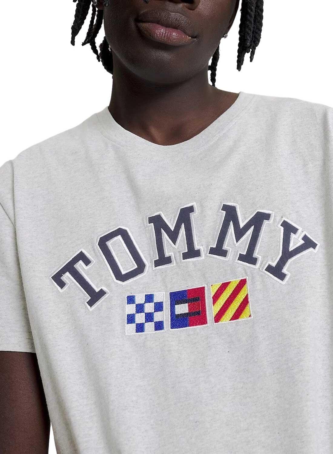 T-Shirt Tommy Jeans Vela Grigio per Uomo
