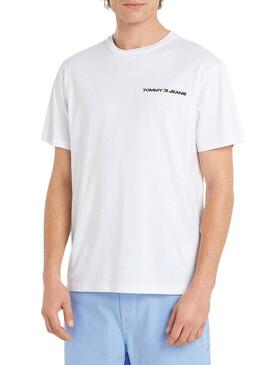 T-Shirt Tommy Jeans Linear Bianco per Uomo