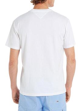 T-Shirt Tommy Jeans Linear Bianco per Uomo
