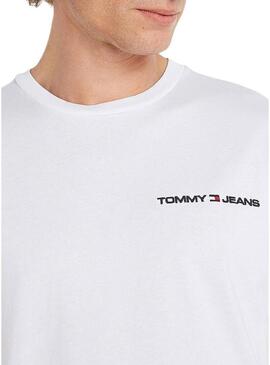 T-Shirt Tommy Jeans Linear Bianco per Uomo