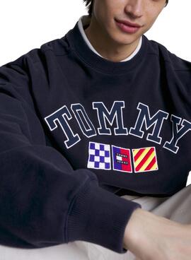 Felpa Tommy Jeans Archive Blu Navy per Uomo