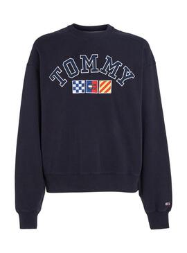 Felpa Tommy Jeans Archive Blu Navy per Uomo