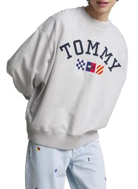 Felpa Tommy Jeans Archive Grigio per Uomo