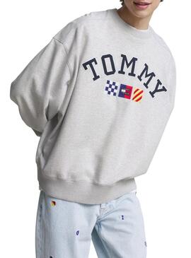 Felpa Tommy Jeans Archive Grigio per Uomo