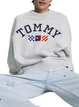 Felpa Tommy Jeans Archive Grigio per Uomo