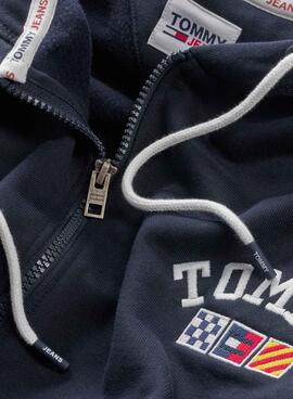 Felpa Tommy Jeans Zip Blu Navy per Uomo