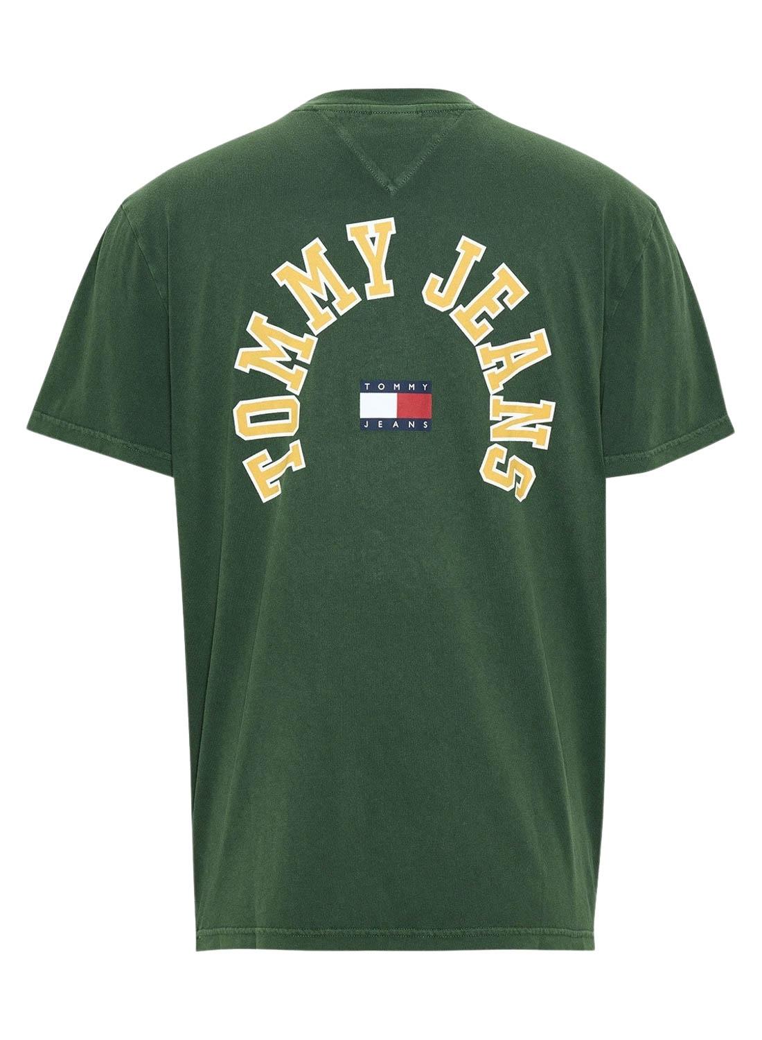 T-Shirt Tommy Jeans Curved Verde per Uomo