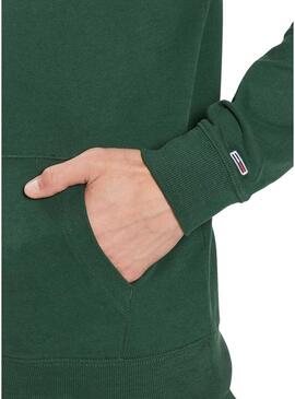 Felpa Tommy Jeans Arched Verde per Uomo