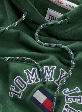 Felpa Tommy Jeans Arched Verde per Uomo