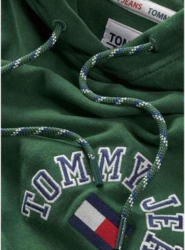 Felpa Tommy Jeans Arched Verde per Uomo