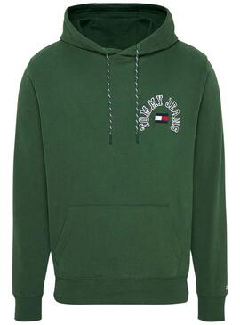 Felpa Tommy Jeans Arched Verde per Uomo